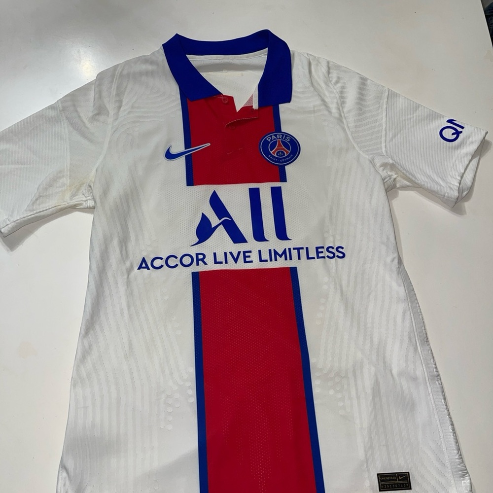 Nike PSG White and Red Jersey with Blue Accents